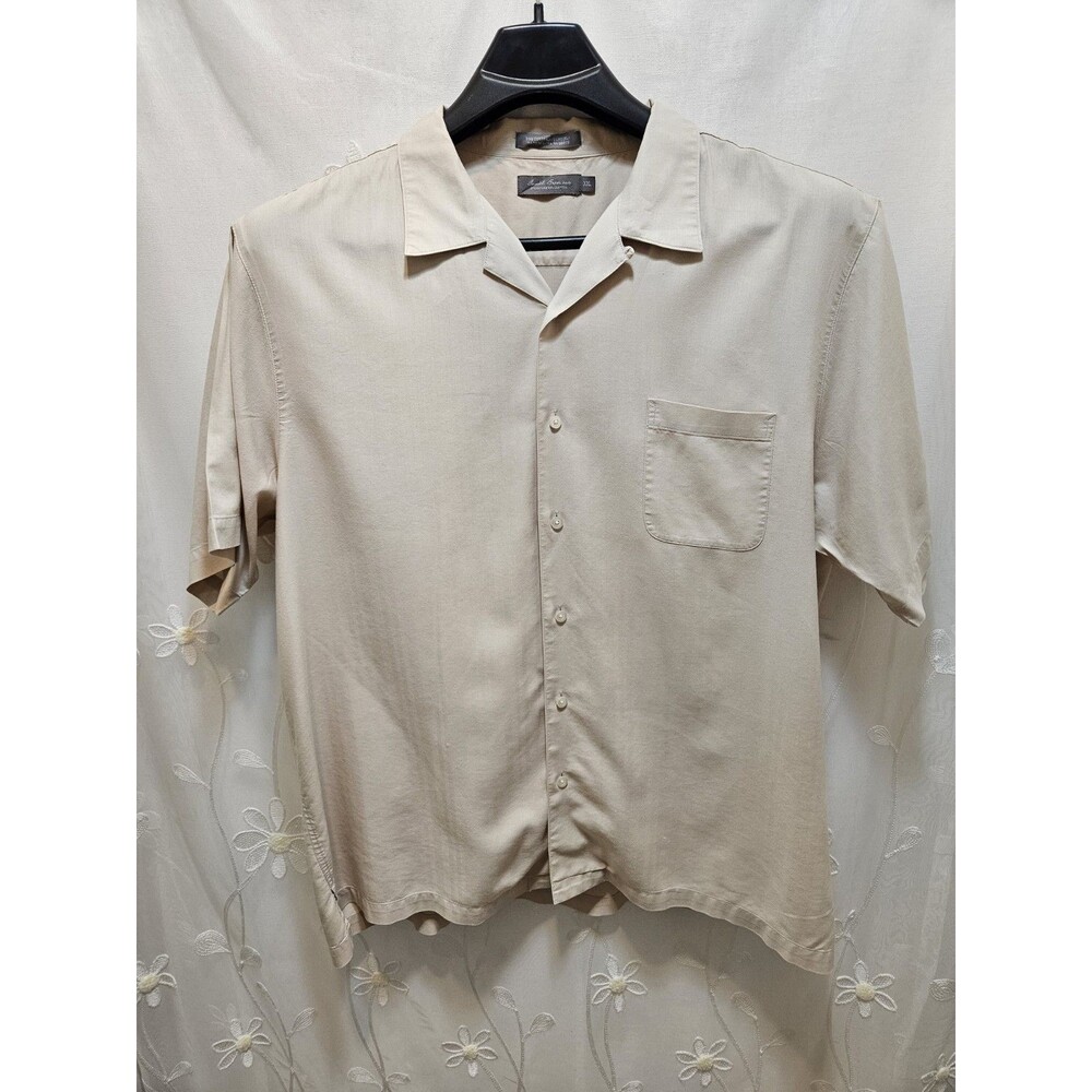 Daniel Cremieux Mens XXL Khaki Top Work Career Utility Solid Cream Button Front